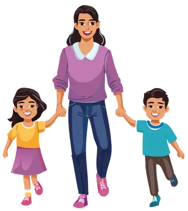 Happy family walking together