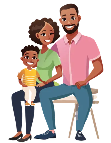 Happy family sitting together